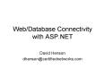 Web/Database Connectivity with ASP.NET PowerPoint PPT Presentation