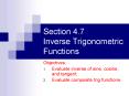 Section 4.7 Inverse Trigonometric Functions PowerPoint PPT Presentation
