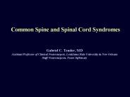 Common Spine and Spinal Cord Syndromes