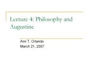 Lecture 4: Philosophy and Augustine