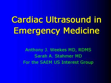 Cardiac Ultrasound in Emergency Medicine