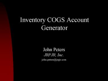 Inventory COGS Account Generator