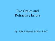 Eye Optics and Refractive Errors