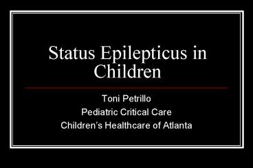 Status Epilepticus in Children