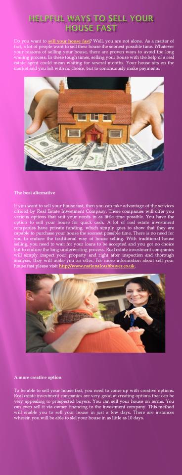 Helpful Ways To Sell Your House Fast