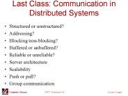 Last Class: Communication in Distributed Systems