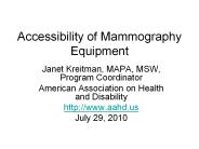 Accessibility of Mammography Equipment