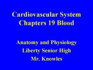 Cardiovascular System Chapters 19 Blood