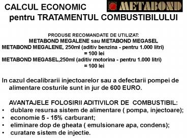 CALCULE  ECONOMICE  PENTRU  PRODUSE