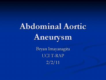 Abdominal Aortic Aneurysm