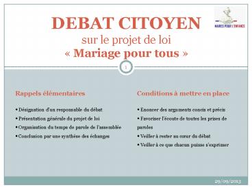 DEBAT CITOYEN sur le projet de loi 