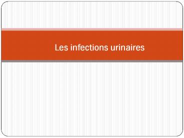 Les infections urinaires