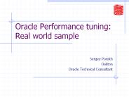 Oracle Performance tuning: Real world sample