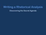 Writing a Rhetorical Analysis