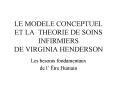 LE MODELE CONCEPTUEL ET LA THEORIE DE SOINS INFIRMIERS DE VIRGINIA HENDERSON PowerPoint PPT Presentation