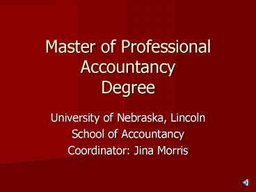 Master of Professional Accountancy Degree