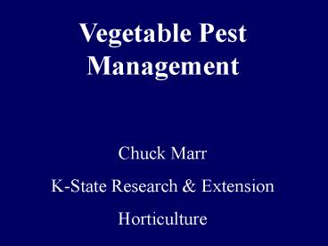 Vegetable Pest Management