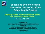 Enhancing Evidence-based Information Access to Inform Public Health Practice