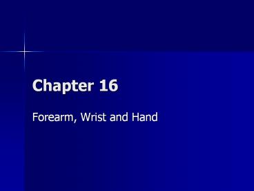 Forearm, Wrist and Hand