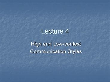 High and Low-context