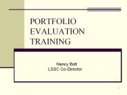 PORTFOLIO EVALUATION TRAINING