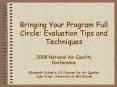 Bringing Your Program Full Circle: Evaluation Tips and Techniques 2008 National Air Quality Conference Elizabeth Schmitz, KY Division for Air Quality Julie Ernst, University of MN Duluth PowerPoint PPT Presentation