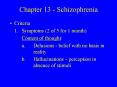 Chapter 13 - Schizophrenia PowerPoint PPT Presentation