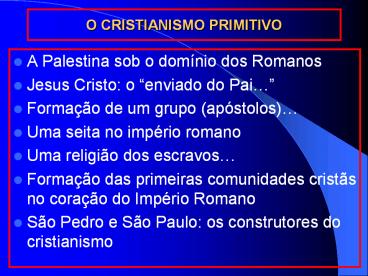 O CRISTIANISMO PRIMITIVO