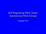 Self-Regulating Work Teams Autonomous Work Groups