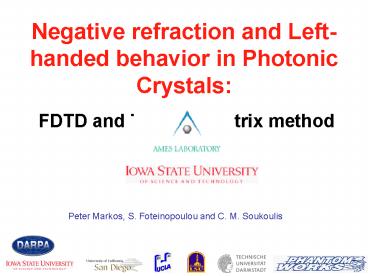 Negative refraction and Left-handed behavior in Photonic Crystals:
