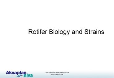 Live food aquaculture training course