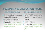 COUNTABLE AND UNCOUNTABLE NOUNS