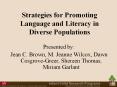 Strategies for Promoting Language and Literacy in Diverse Populations PowerPoint PPT Presentation