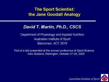 The Sport Scientist: the Jane Goodall Analogy