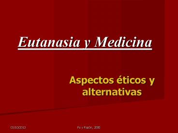 Eutanasia y Medicina
