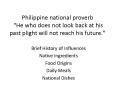 Philippine national proverb "He who does not look back at his past plight will not reach his future." PowerPoint PPT Presentation