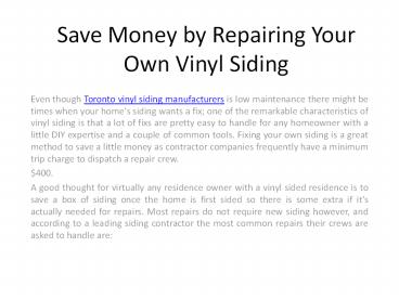 Toronto aluminum siding contractors