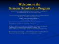 Welcome to the Siemens Scholarship Program PowerPoint PPT Presentation