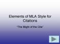 Elements of MLA Style for Citations PowerPoint PPT Presentation