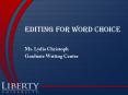 Editing for Word Choice PowerPoint PPT Presentation