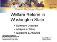 Welfare Reform in Washington State PowerPoint PPT Presentation