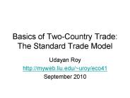 Basics of Two-Country Trade: The Standard Trade Model