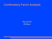 Confirmatory Factor Analysis
