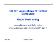 CS 267: Applications of Parallel Computers Graph Partitioning