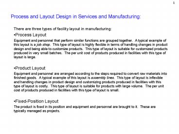 Process and Layout Design in Services and Manufacturing: presentation ...