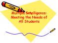Multiple Intelligence: Meeting the Needs of All Students PowerPoint PPT Presentation
