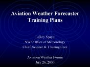 Aviation Weather Forecaster Training Plans