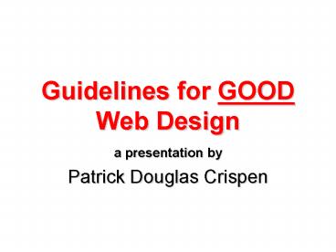 Guidelines for GOOD Web Design
