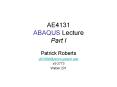 AE4131 ABAQUS Lecture Part I PowerPoint PPT Presentation