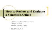How to Review and Evaluate a Scientific Article